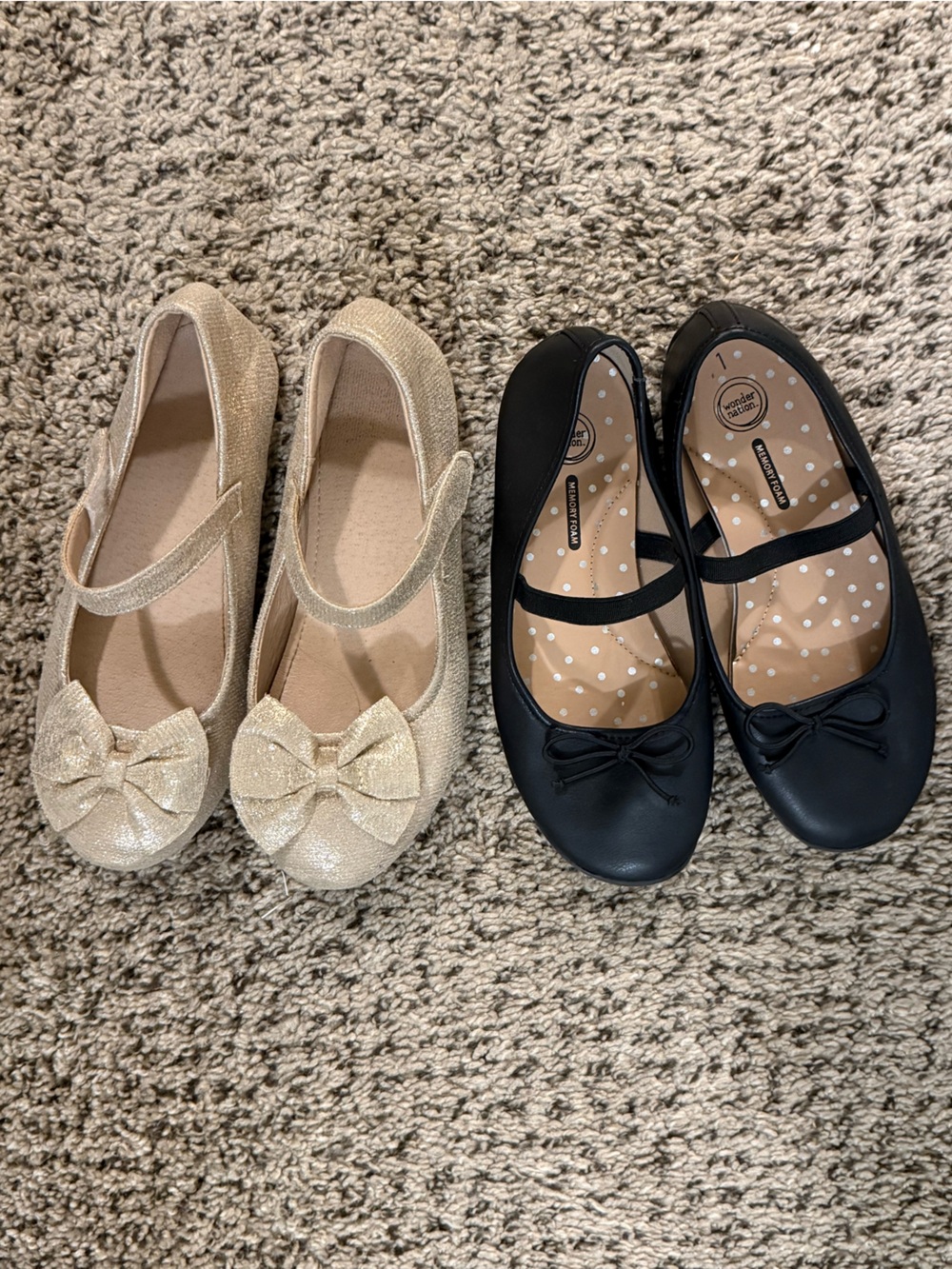 Wonder Nation/Boutique Girls Black & Gold Ballet Flats